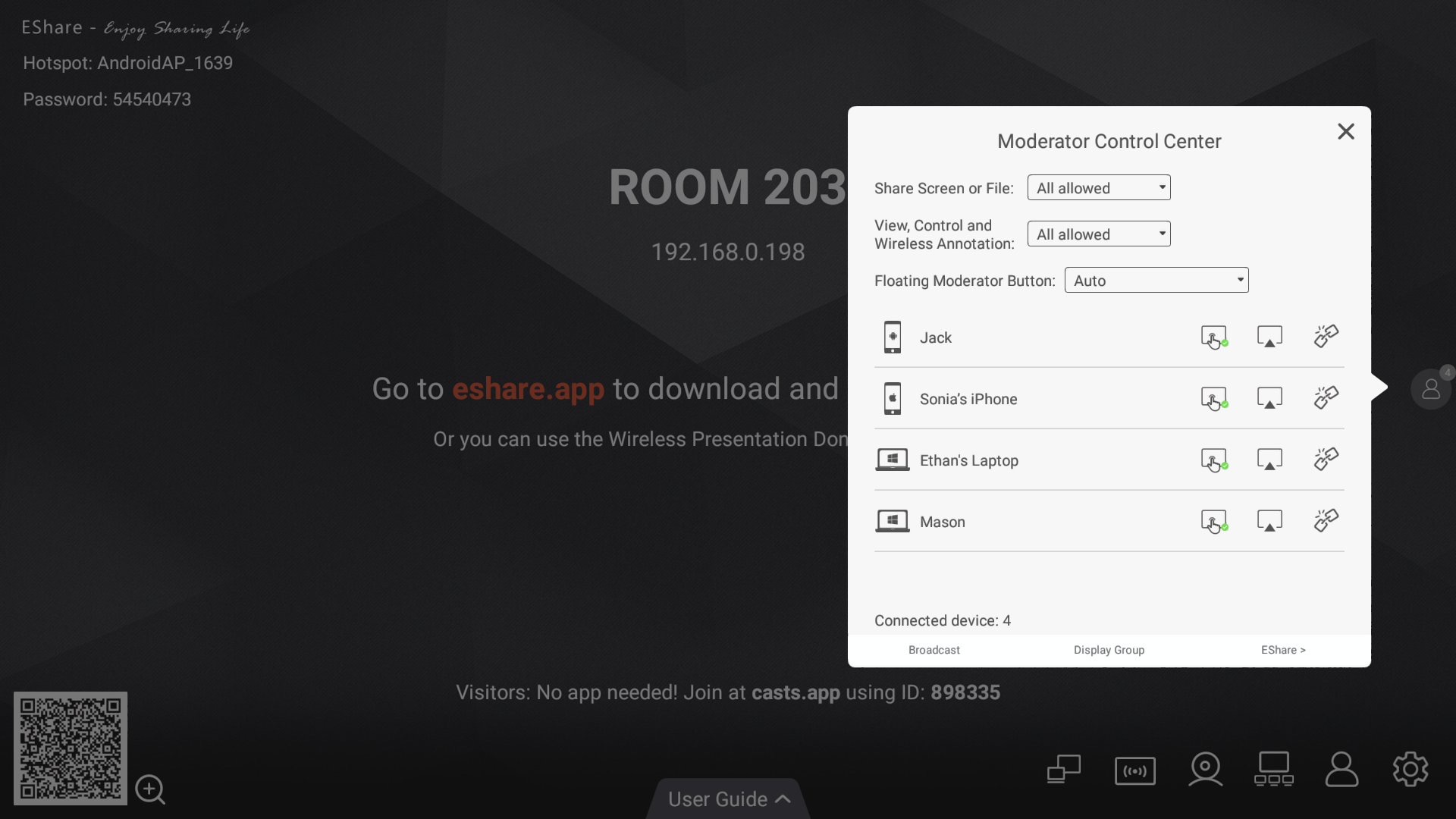 EShare moderator control panel
