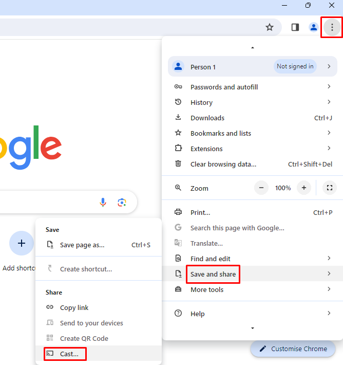 Google Cast from Chrome Browser