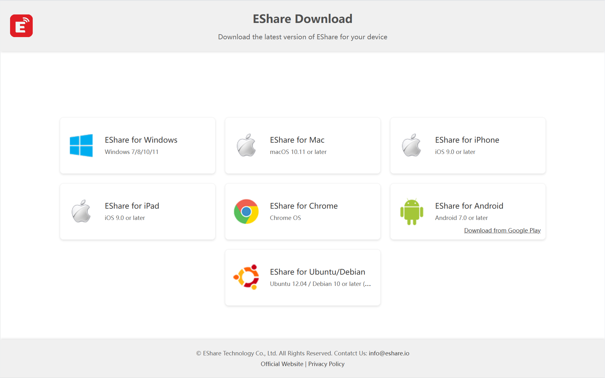 EShare web download page